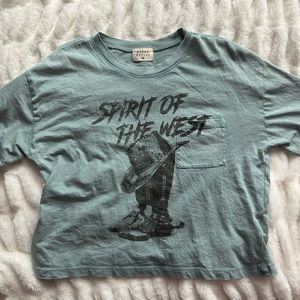 Teal loose short sleeve “spirit of the west”